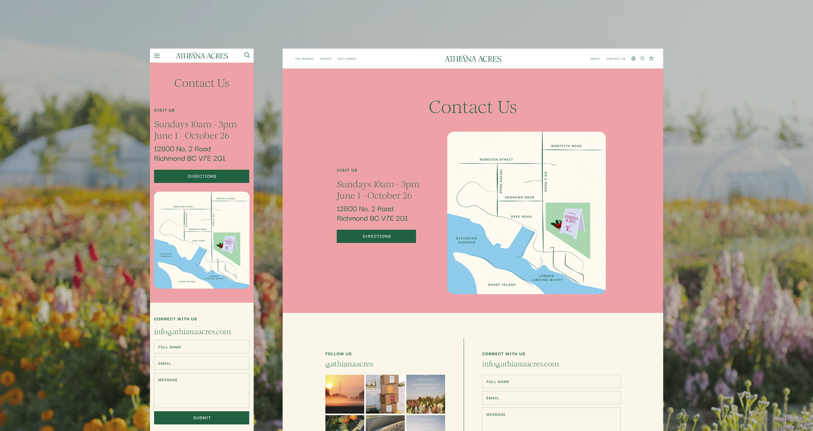 Web Mockups for Athiana Acres